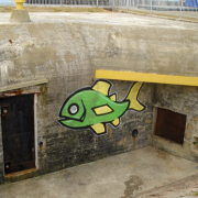 Graffiti on the artillery observation bunker at Oranjemolen, Vlissingen. (Photo: Bunkerbehoud)